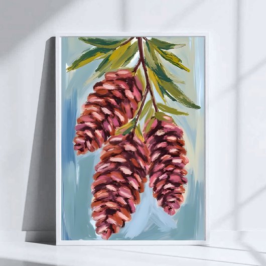 Fall Pinecones Watercolor Autumn Poster