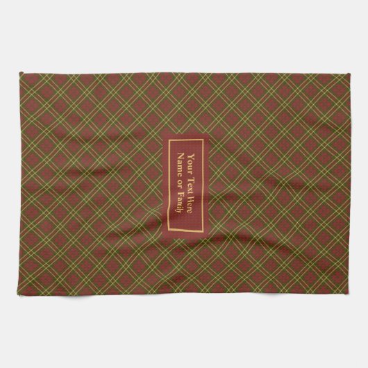 Fall Plaid Kitchen Towel Elegant Monogram Accent Theedoek (Horizontaal)