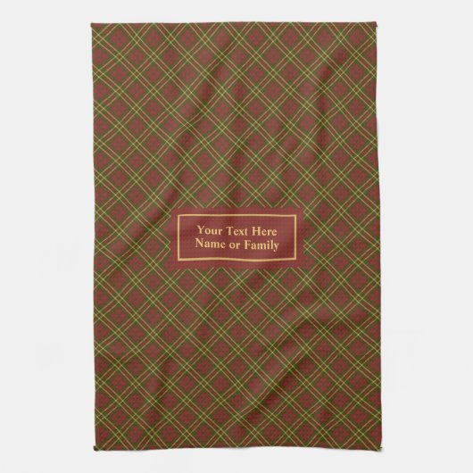 Fall Plaid Kitchen Towel Elegant Monogram Accent Theedoek (Verticaal)
