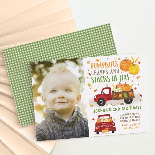 Fall Pumpkin Birthday Invitation Boy