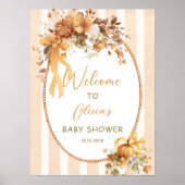 Fall Pumpkin Floral Baby Shower Welcome Poster (Voorkant)