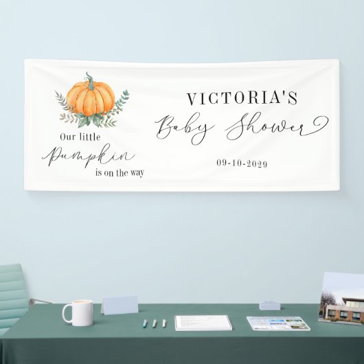 Fall Pumpkin Greenery Baby Shower Welcome Spandoek (Beurs)