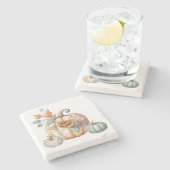 Fall Pumpkin Marble Stenen Onderzetter (Zijkant)