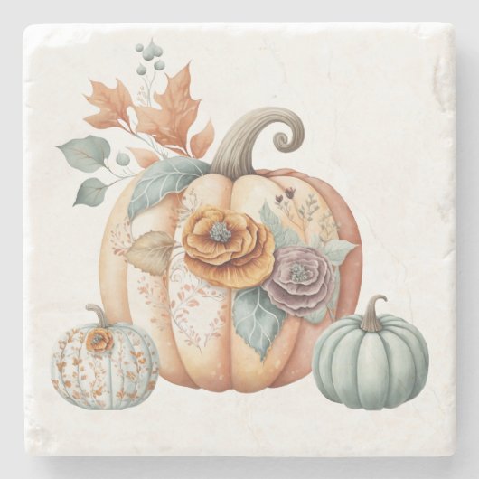 Fall Pumpkin Marble Stenen Onderzetter (Voorkant)