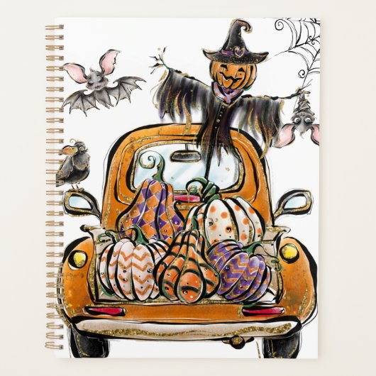 Fall Pumpkin Patch Truck with bats scarecrow bird (Devant)