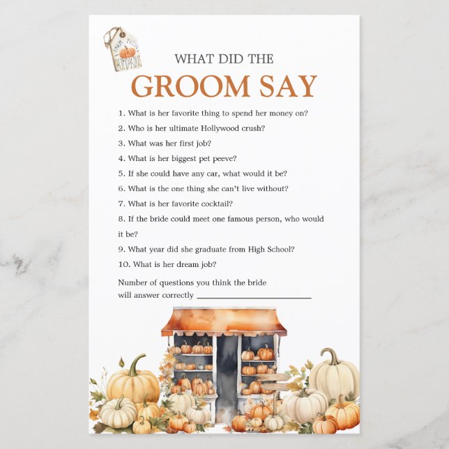 Fall Pumpkin She's Off The Market What Groom Says (Voorkant)