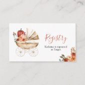 Fall Pumpkin Stroller Floral Baby Shower Registry Informatiekaartje (Voorkant)