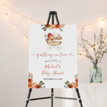 Fall Pumpkin Stroller Floral Baby Shower Welcome