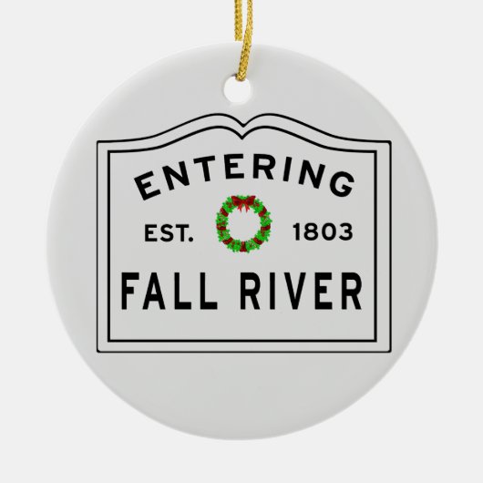 Fall River, MA Vacances Wreath Ornement en céramiq (Devant)