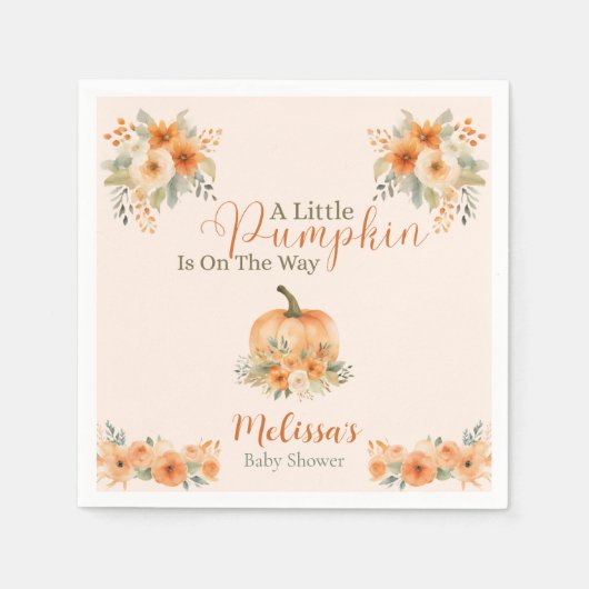 Fall Rustic Orange Pumpkin Baby Shower Servet (Voorkant)
