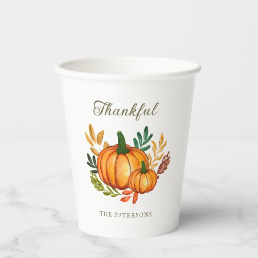 Fall Rustic Pumpkin Thanksgiving Dinner Papieren Bekers (Voorkant)