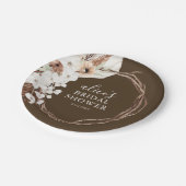 Fall Rustic White Floral Script Bridal Shower Papieren Bordje (Gekanteld)