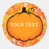 Fall Season Foliage Pumpkin Drawing Custom Text  Ronde Sticker (Voorkant)