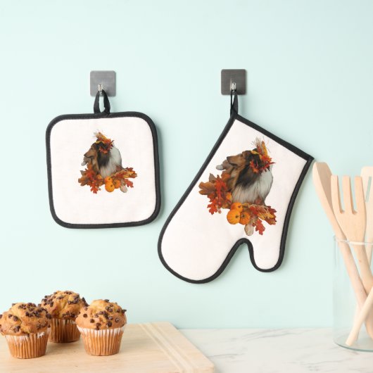 Fall Sheltie Ovenwant & Pannenlap Set (Insitu(Ophanging))