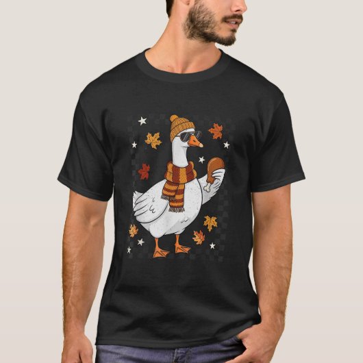 Fall Silly Goose With Turkey Leg Funny Thanksgivin T-shirt (Voorkant)