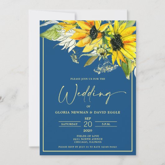 Fall Sunflower Wedding Invitation (Devant)