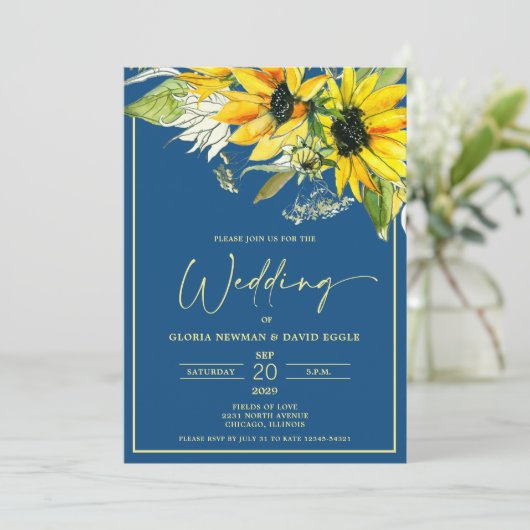 Fall Sunflower Wedding Invitation (Debout devant)