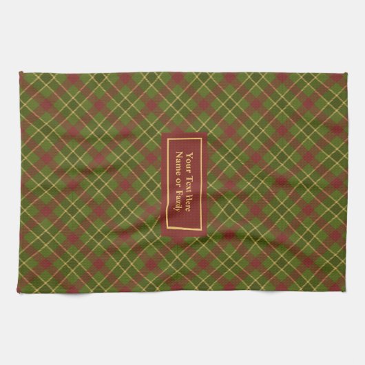 Fall Tartan Hand Towel Personalized Checkered Theedoek (Horizontaal)