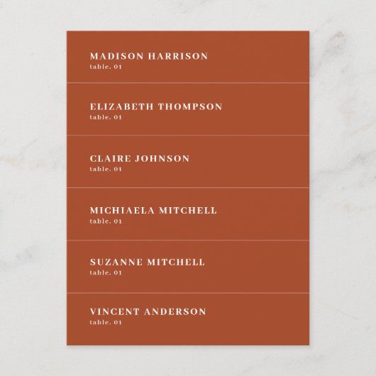 Fall Terracotta Mariage Place Nom Carte do-it-your (Devant)