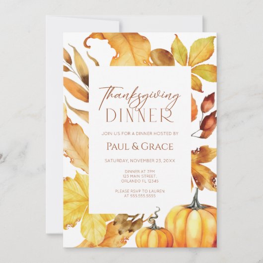 Fall Thanksgiving Dinner Invitation (Devant)
