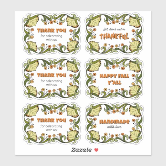 Fall Thanksgiving Fun Cheerful CC0144 Party Set Sticker (Vel)