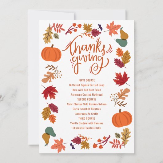 Fall Thanksgiving Printable Menu (Voorkant)