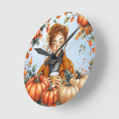 Fall themed Wall Clock Ronde Klok (Hoek)