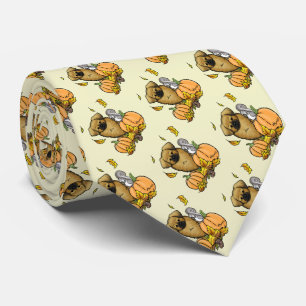 Fall Tibetan Spaniel (Brown) Dog Pumpkins Fun Stropdas