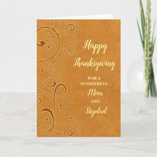 Fall verlaat Happy Thanksgiving-moeder en stiefvad Feestdagen Kaart