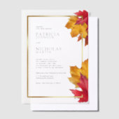 Fall verlaat Rustic Golden Lijst herfstbruiloft Vellum Uitnodigingen (Offset)