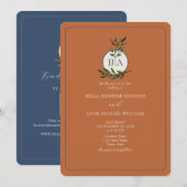 Fall verlaat rustieke terracotta huwelijksuitnodig kaart (Voorkant / Achterkant)