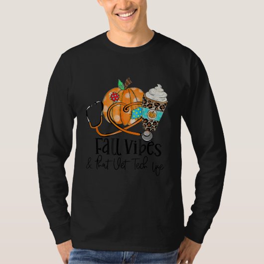 Fall Vibes And Vet Tech Life Pumpkin Leopard Thank T-shirt (Voorkant)