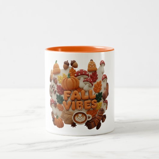 Fall Vibes Mug, Fall 2D Puff Coffee Tweekleurige Koffiemok (Center)