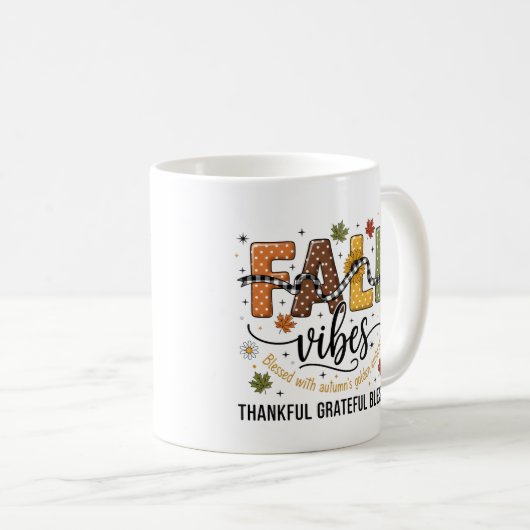 Fall Vibes Mug – Thankful, Grateful, Blessed Autum (Devant droit)