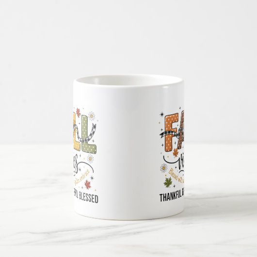 Fall Vibes Mug – Thankful, Grateful, Blessed Autum Koffiemok (Center)