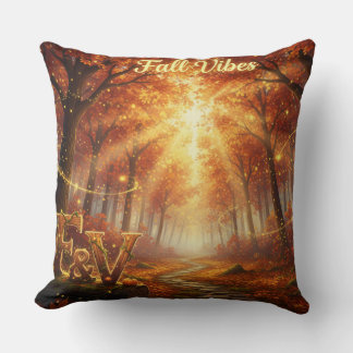 Fall Vibes Throw Pillow – Cozy Autumn Forest Kussen
