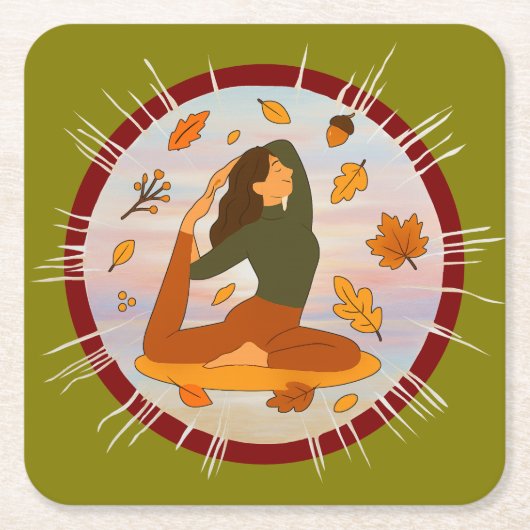 Fall Vierkante Kartonnen Onderzetter (Voorkant)