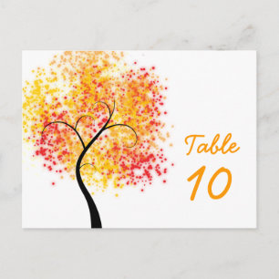 Fall Weddenschap Swirly Tree Table Number Briefkaart