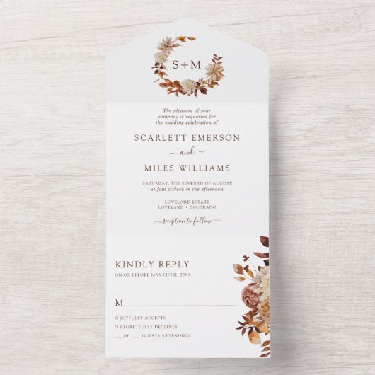 Fall Wedding All In One Uitnodiging (Binnen)