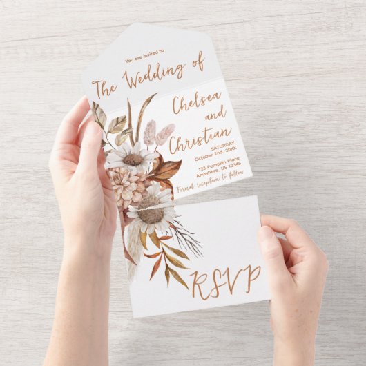 Fall Wedding All In One Uitnodiging (Afscheurbaar)