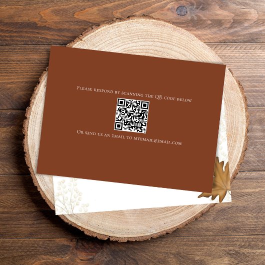 Fall Wedding Autumn Leaves RSVP QR Code Informatiekaartje