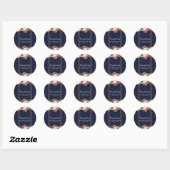 Fall Wedding Blue en Gold Chic Bold Floral Marsala Ronde Sticker (Vel)