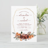 Fall Wedding Burgundy Eucalyptus Floral Kaart (Staand voorkant)