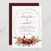 Fall Wedding Burgundy Eucalyptus Floral Kaart (Voorkant / Achterkant)