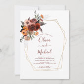 Fall Wedding Burgundy Gold Gold Floral Kaart (Voorkant)