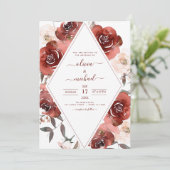 Fall Wedding Burnt Sinaasappel Floral Elegant Kaart (Staand voorkant)