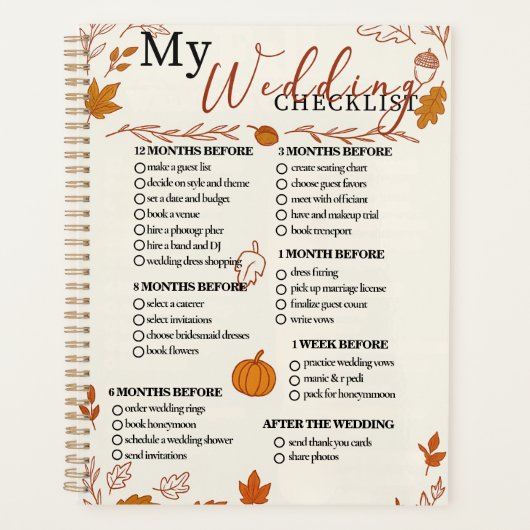 Fall Wedding Checklist Planner (Voorkant)