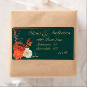 Fall Wedding Donkergroen Bloemmonarch vlinder Etiket (Insitu)