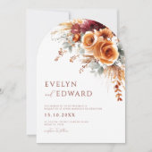 Fall Wedding Elegant Boho Bloemen Kaart (Voorkant)