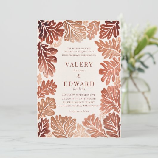 Fall Wedding Elegante Boheemse Waterverf Kaart (Staand voorkant)